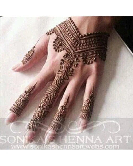 Fusion Sketch Idea On Back Hand Mehndi Design